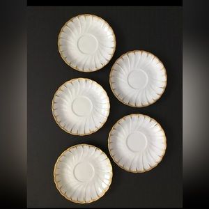 L.Bernardaud Limoges B&C Plates France White Scalloped Gold Rim 5 3/4” Set of 5